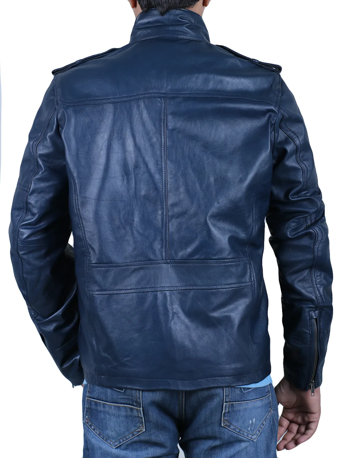 Leather Jackets Hub Mens Genuine Lambskin Leather Jacket (Black, Field Jacket) - 1501287