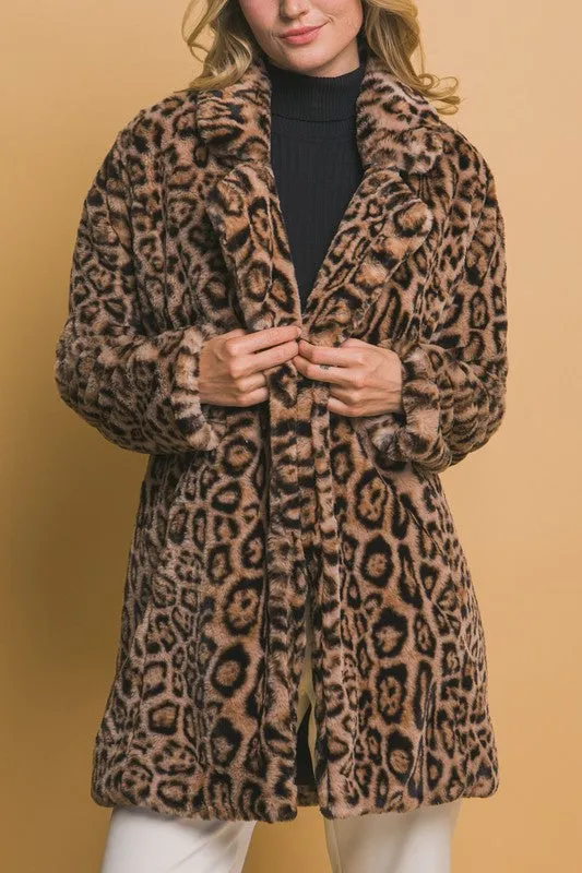 LEOPARD HALF FUR COAT