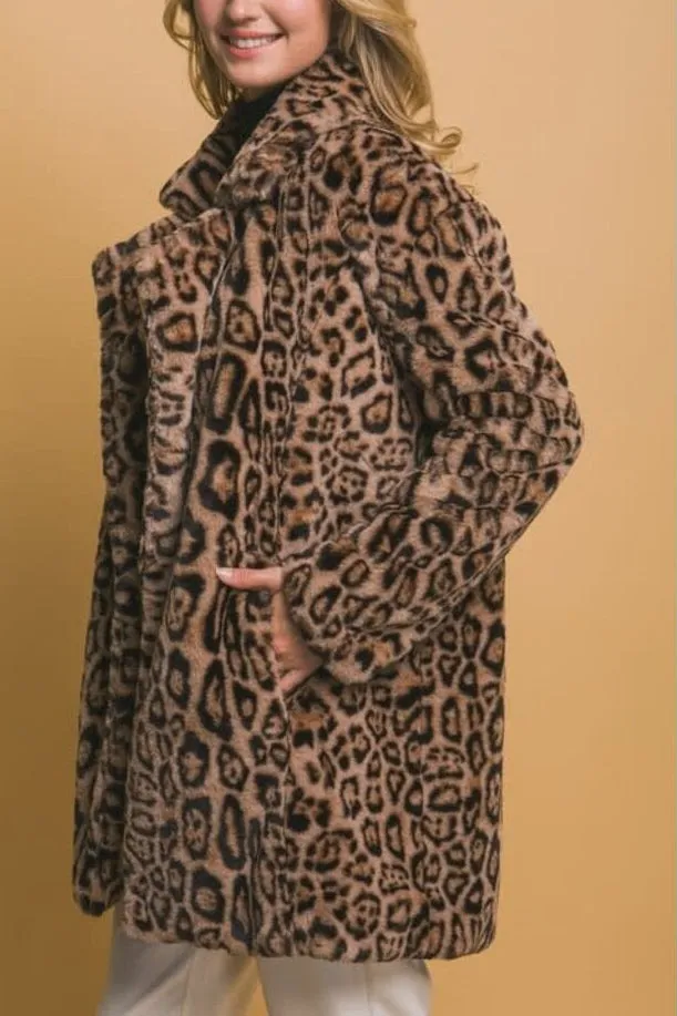 LEOPARD HALF FUR COAT