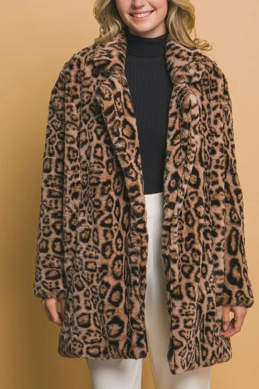 LEOPARD HALF FUR COAT