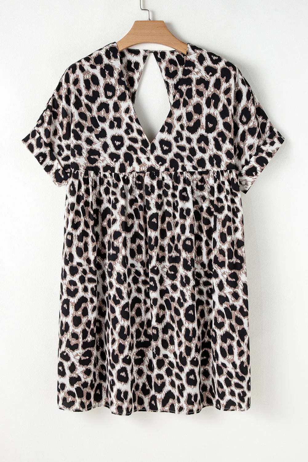 Leopard Keyhole Back Babydoll Dress