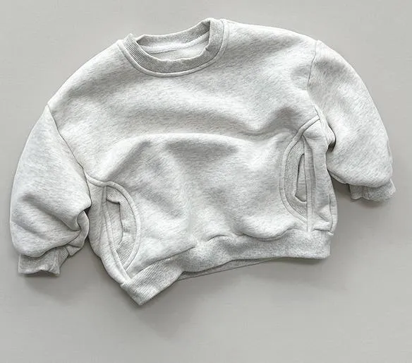 Long-Sleeved Solid Fleece Sweatshirt