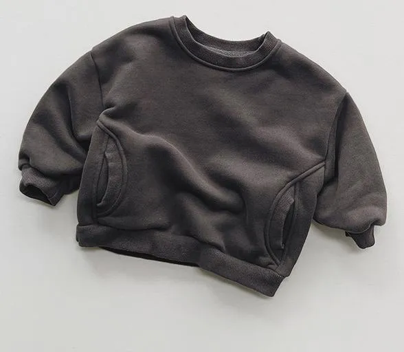 Long-Sleeved Solid Fleece Sweatshirt