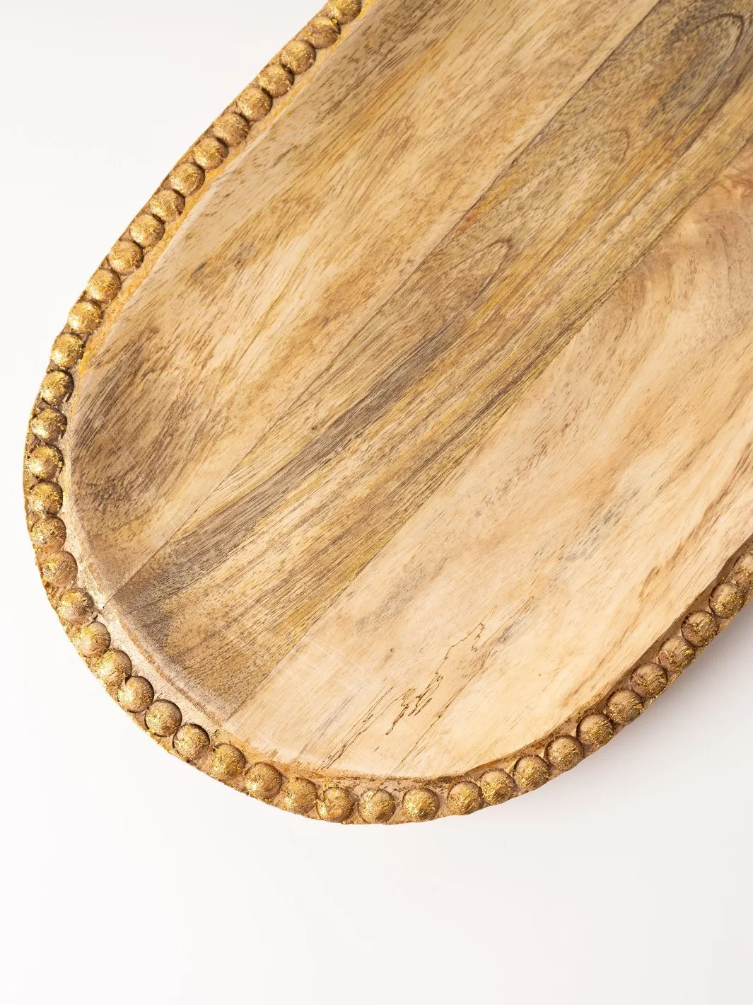 Mango Wood Tray with Gold Embellishment