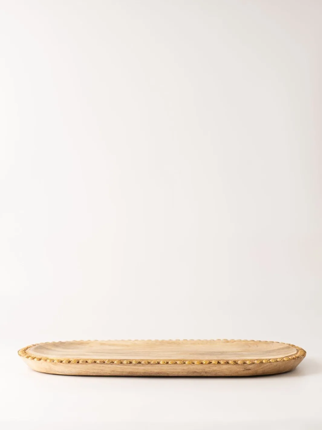 Mango Wood Tray with Gold Embellishment