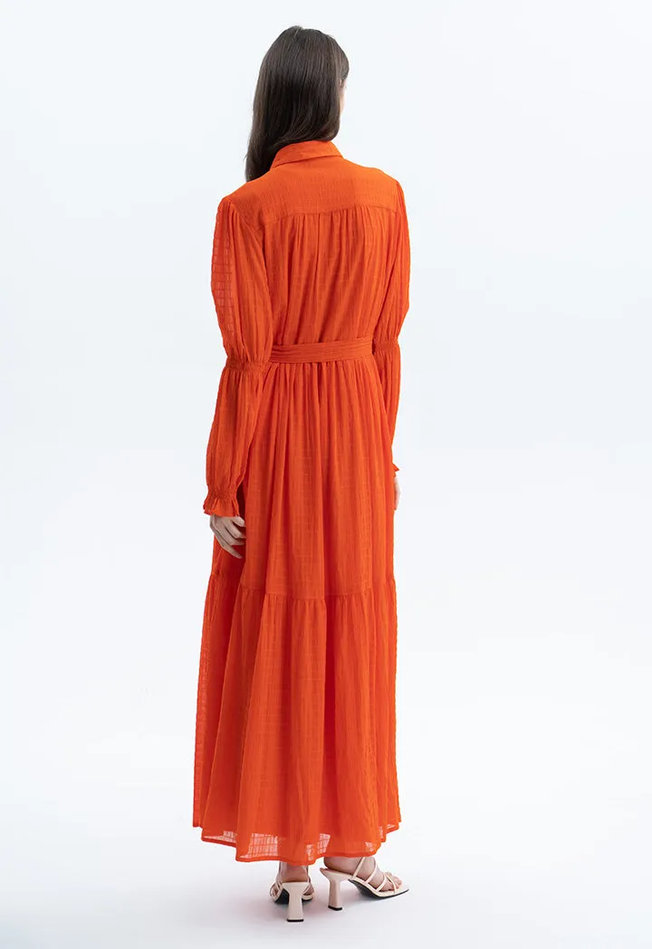 Maxi Shirt Solid Dress With Belt