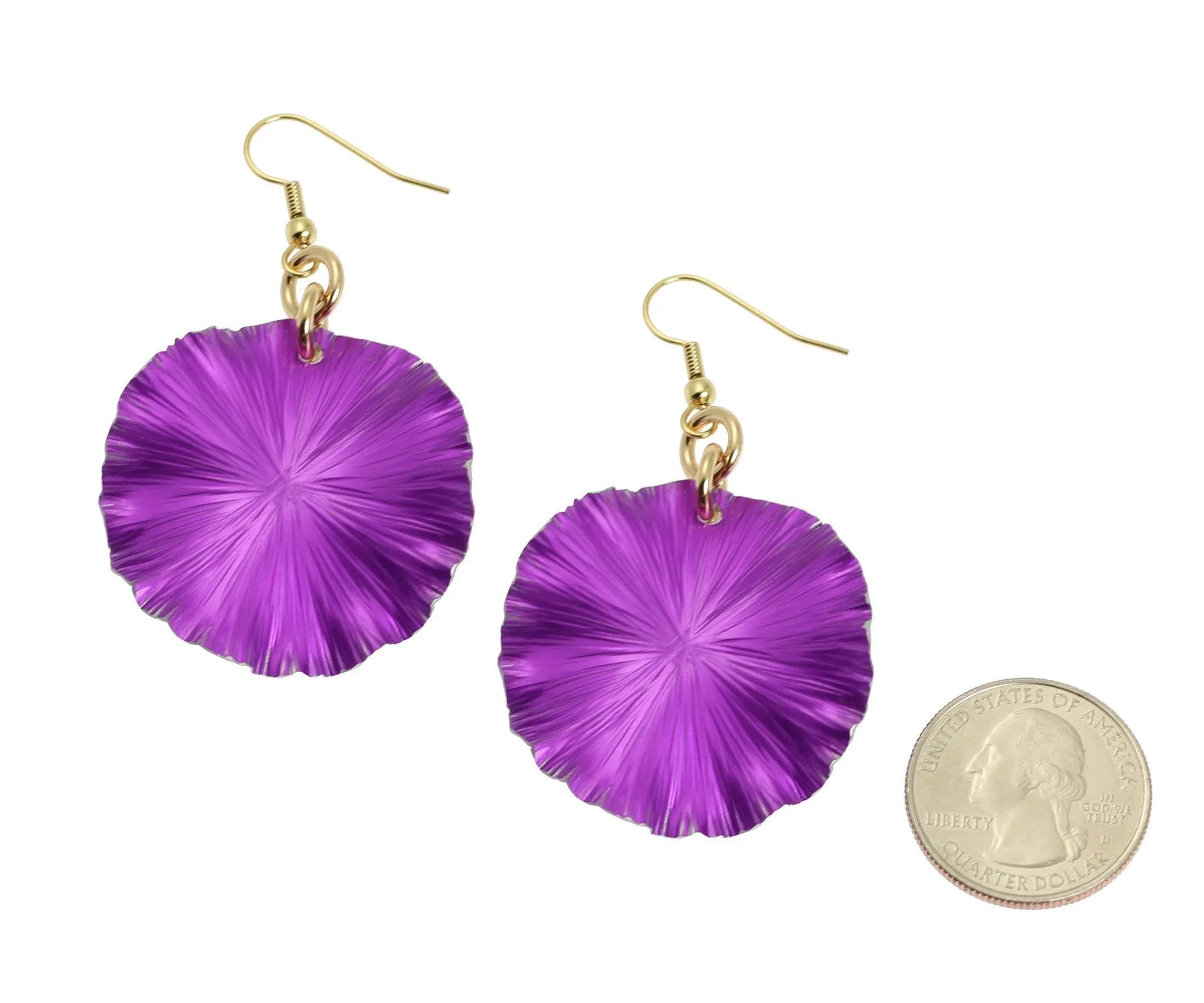 Medium Violet Anodized Aluminum Lily Pad Earrings