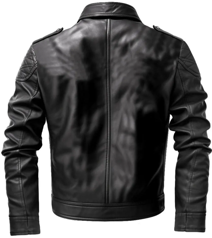 Men Oliver Black Moto Biker Leather Jacket