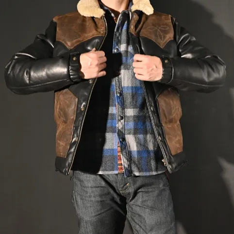 Men's Genuine Sheepskin Leather Motorcycle Jacket