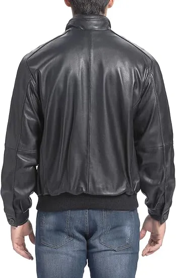 Men's Lambskin Leather Bomber Jacket - City Style