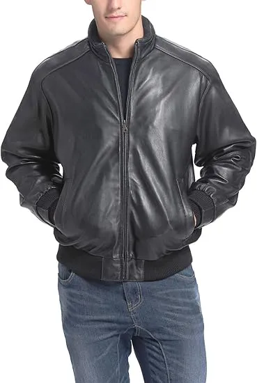 Men's Lambskin Leather Bomber Jacket - City Style