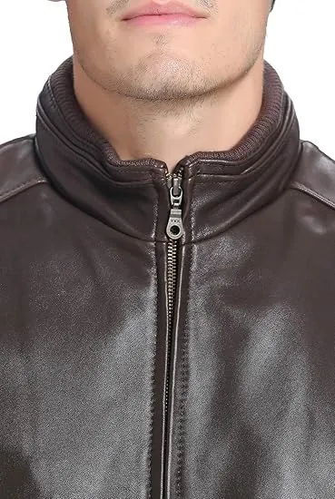 Men's Lambskin Leather Bomber Jacket - City Style