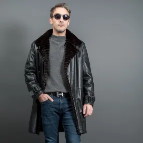 Men's leather and mink fur coat