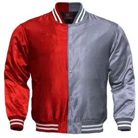 Mens Letterman Jacket Red Gray Satin Jacket Ladies Varsity Jacket