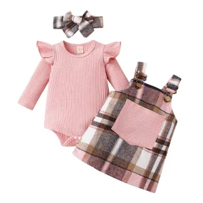 Misha Plaid Overall Dress Set