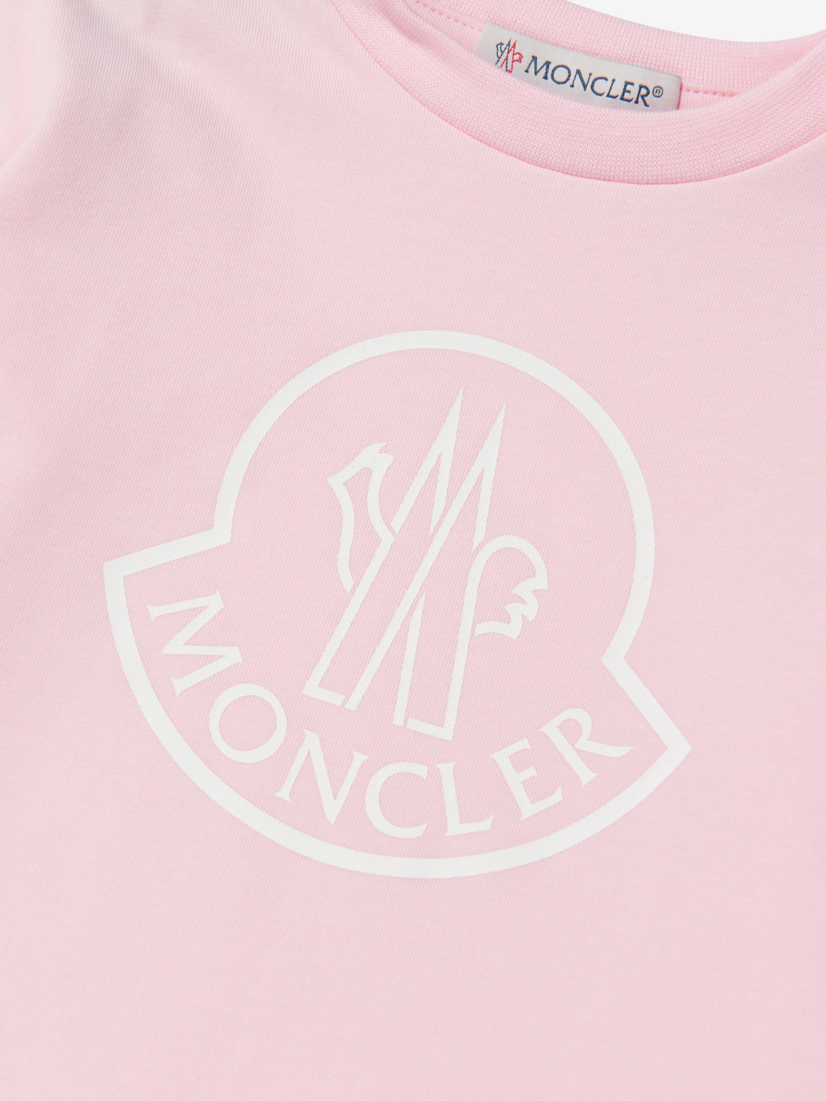 Moncler Enfant Baby Long Sleeve Logo T-Shirt in Pink