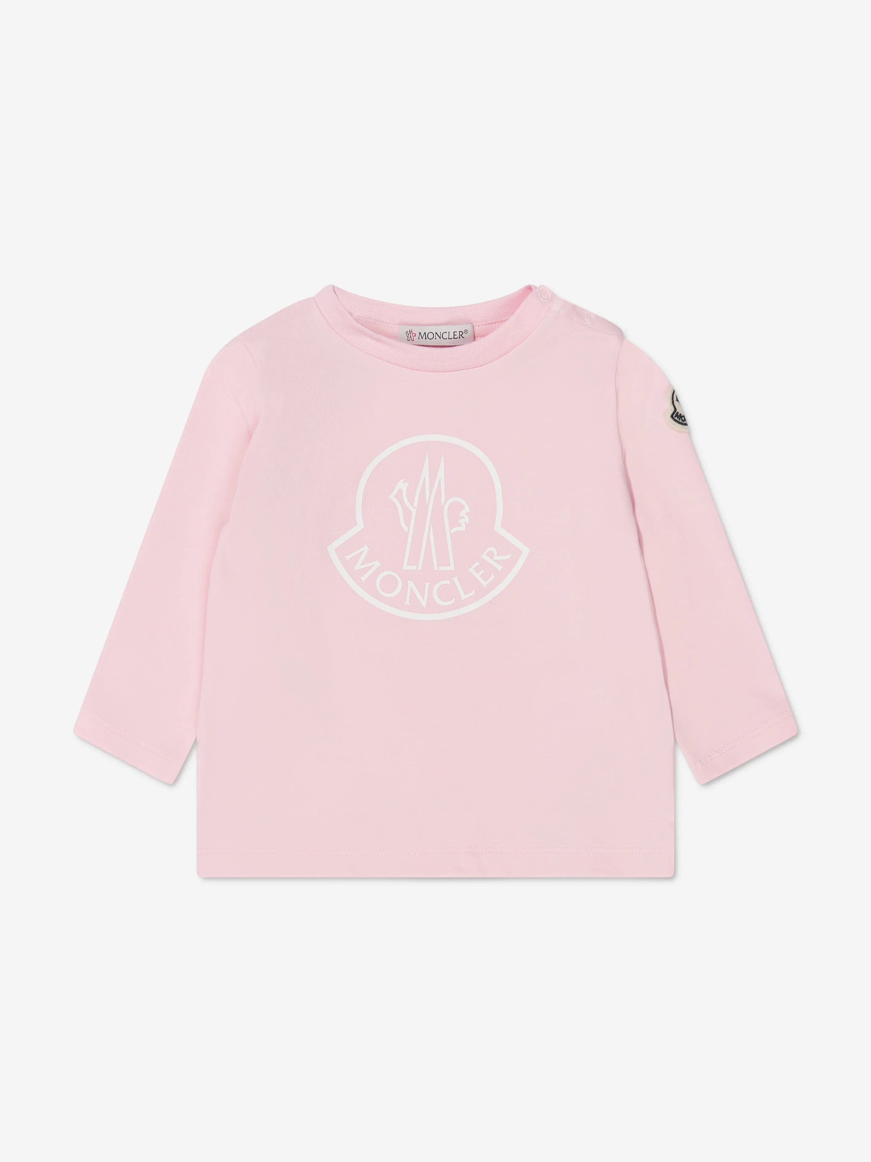 Moncler Enfant Baby Long Sleeve Logo T-Shirt in Pink