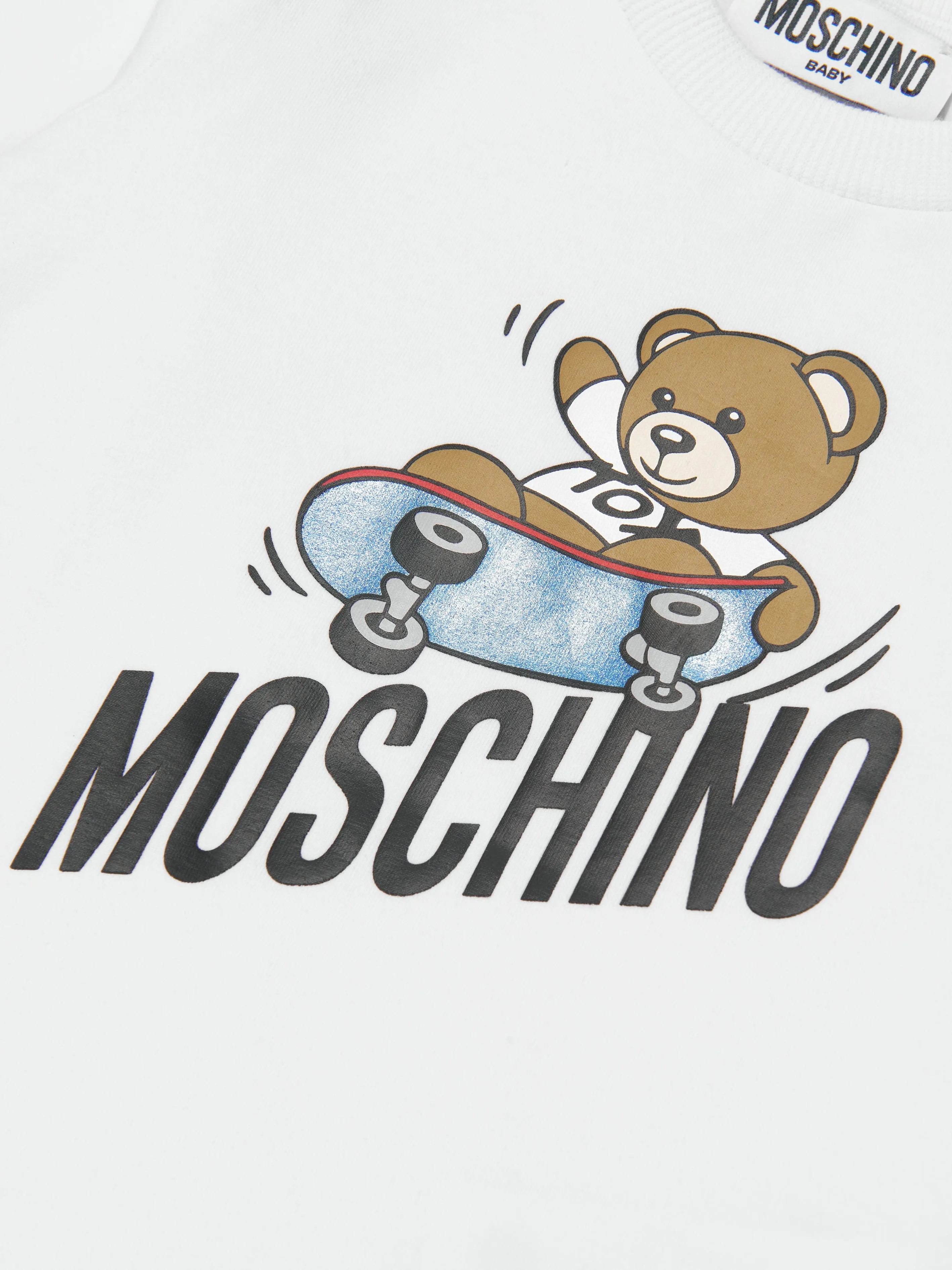 Moschino Baby Boys Long Sleeve Teddy T-Shirt in White