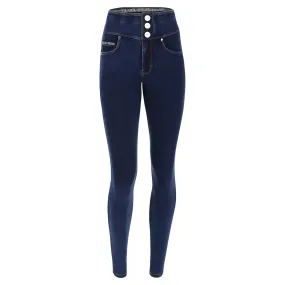 NOW1HC002-J0Y  Blauwe N.O.W.®High waist met Knoop Sluiting