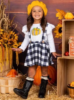 Oh, Pumpkin Ruffle Top and Overall Skirt Set