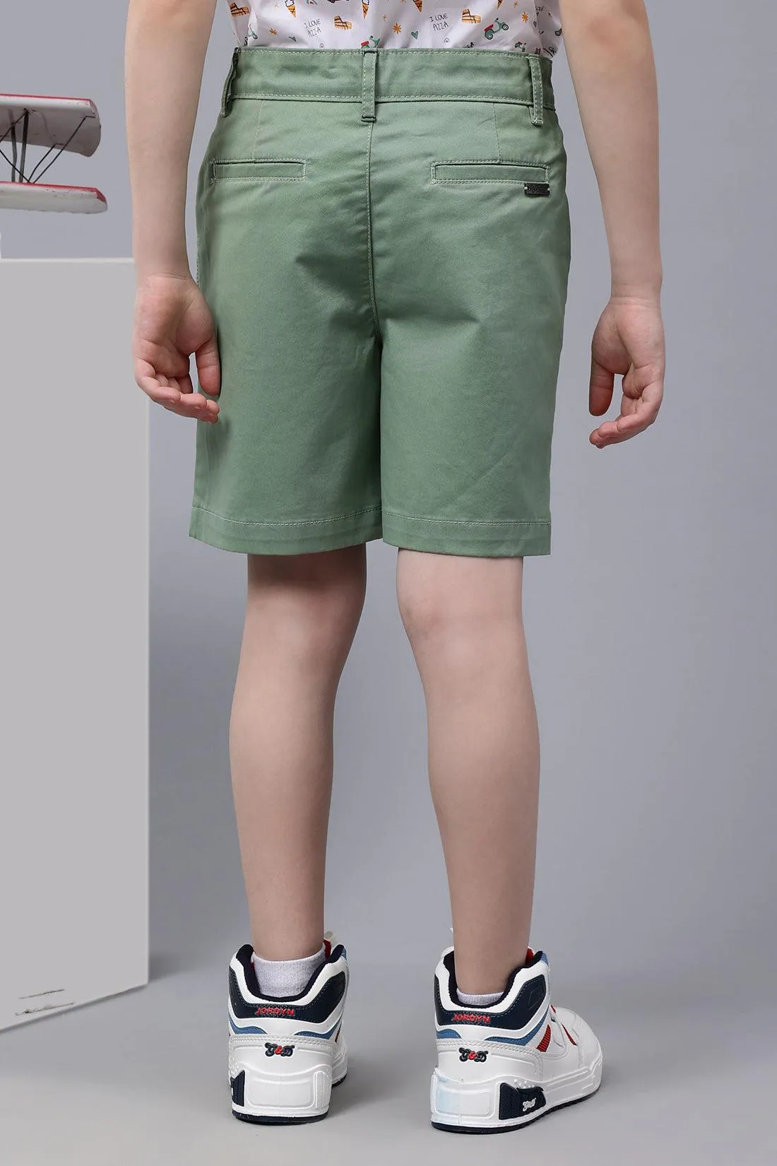 One Friday Kids Boys Green Cotton Shorts