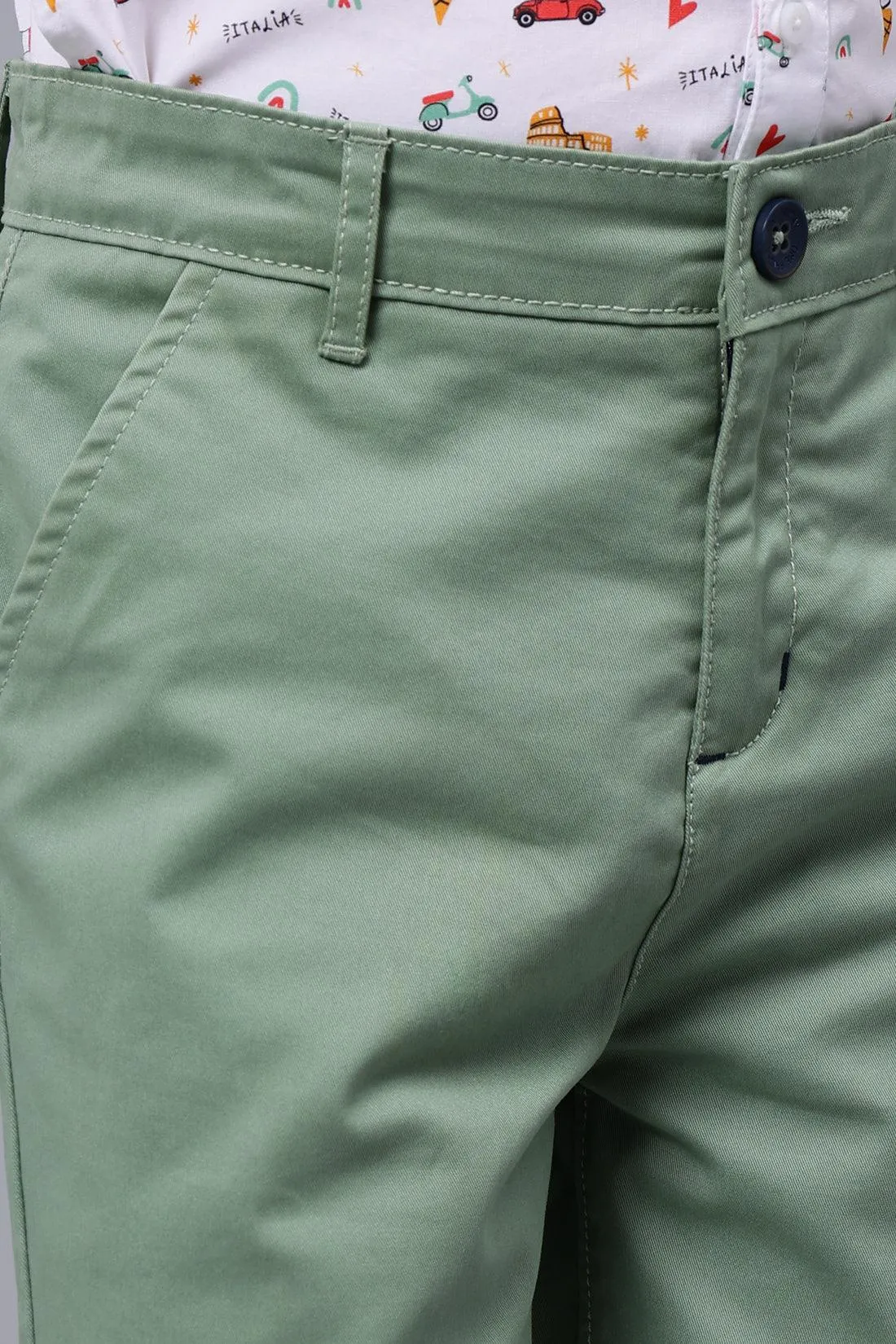 One Friday Kids Boys Green Cotton Shorts