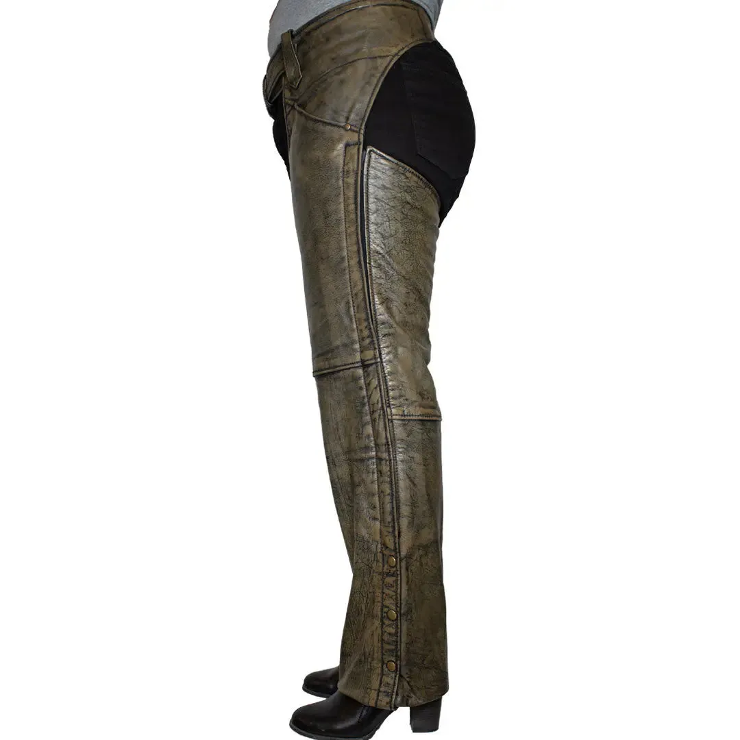 Open Road Women's Distressed Brown Leather Chaps