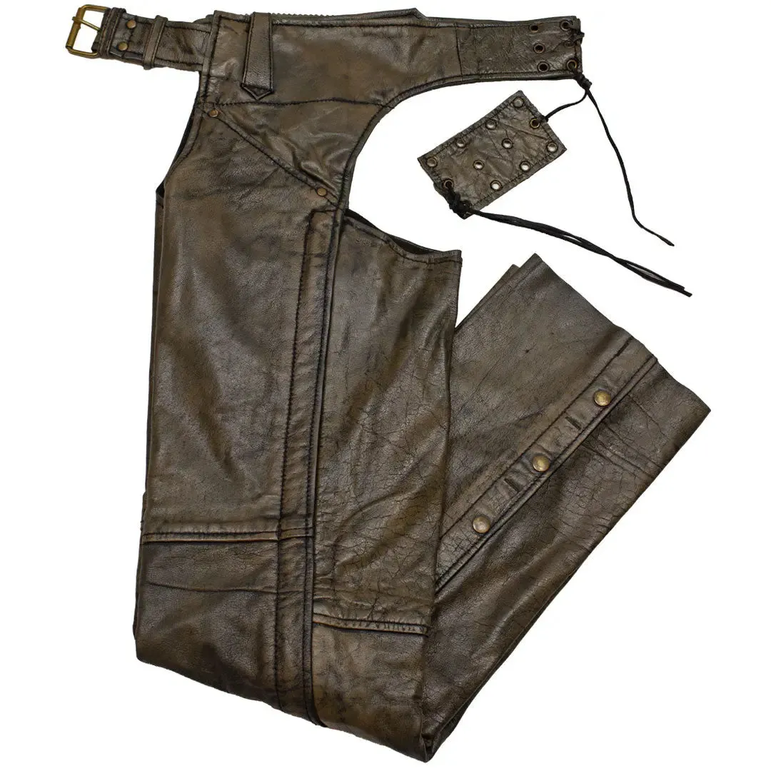 Open Road Women's Distressed Brown Leather Chaps