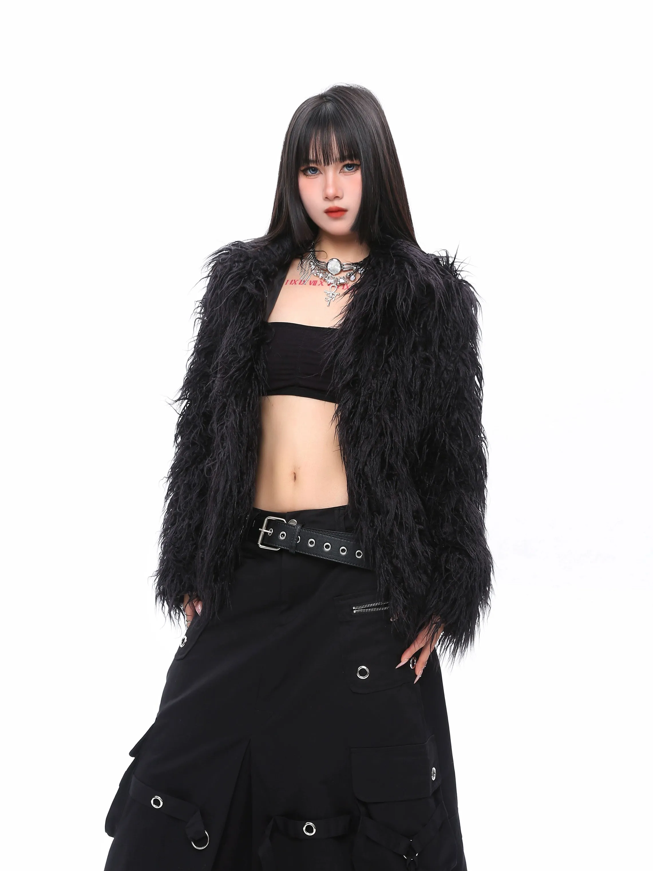 Oversized Shaggy Faux Fur Textured Coat