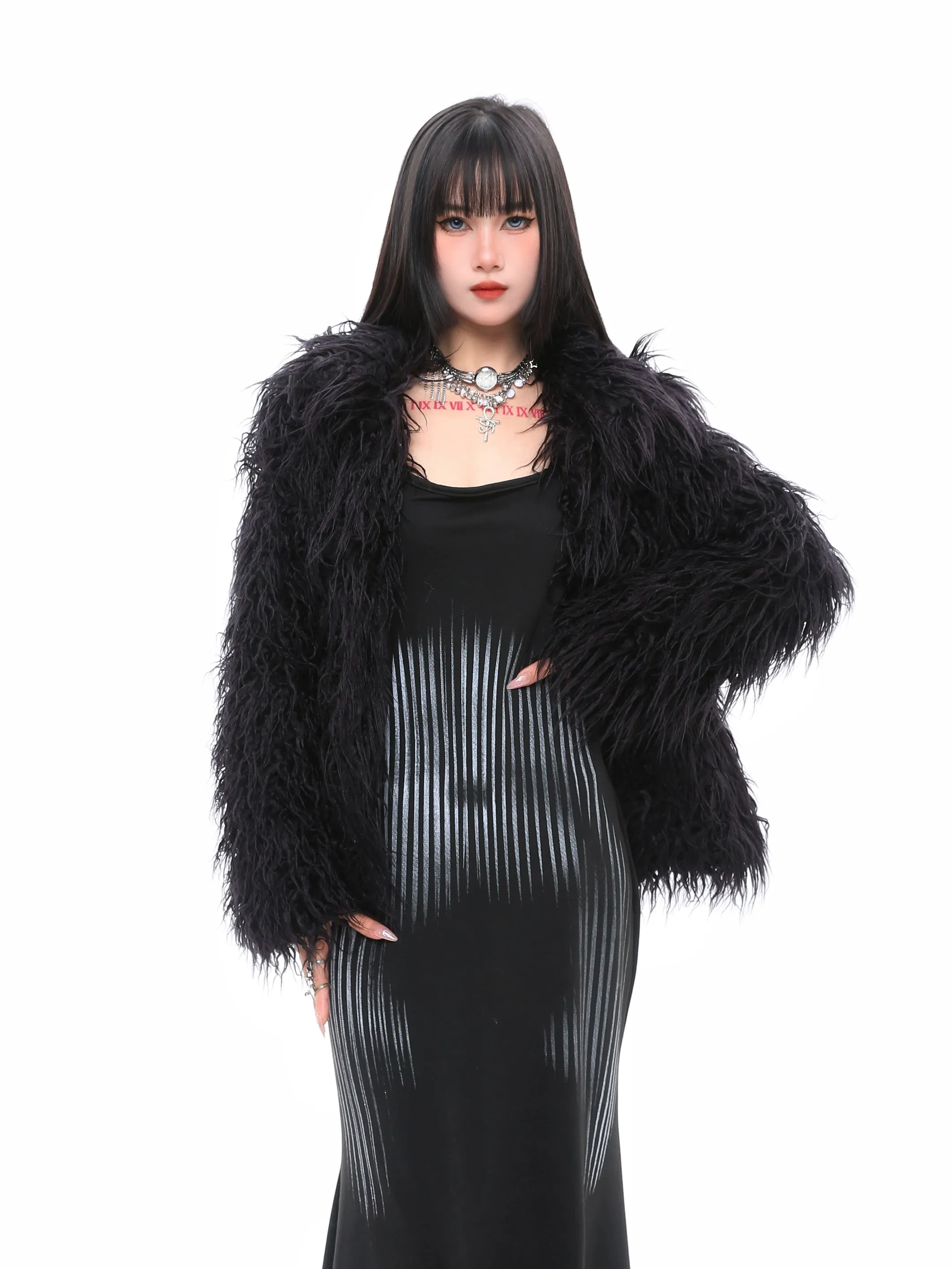 Oversized Shaggy Faux Fur Textured Coat