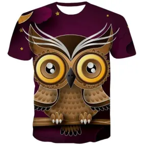 Owl T shirts Men Animal T shirts Funny Graffiti Shirt Print Lovely Tshirts Cool