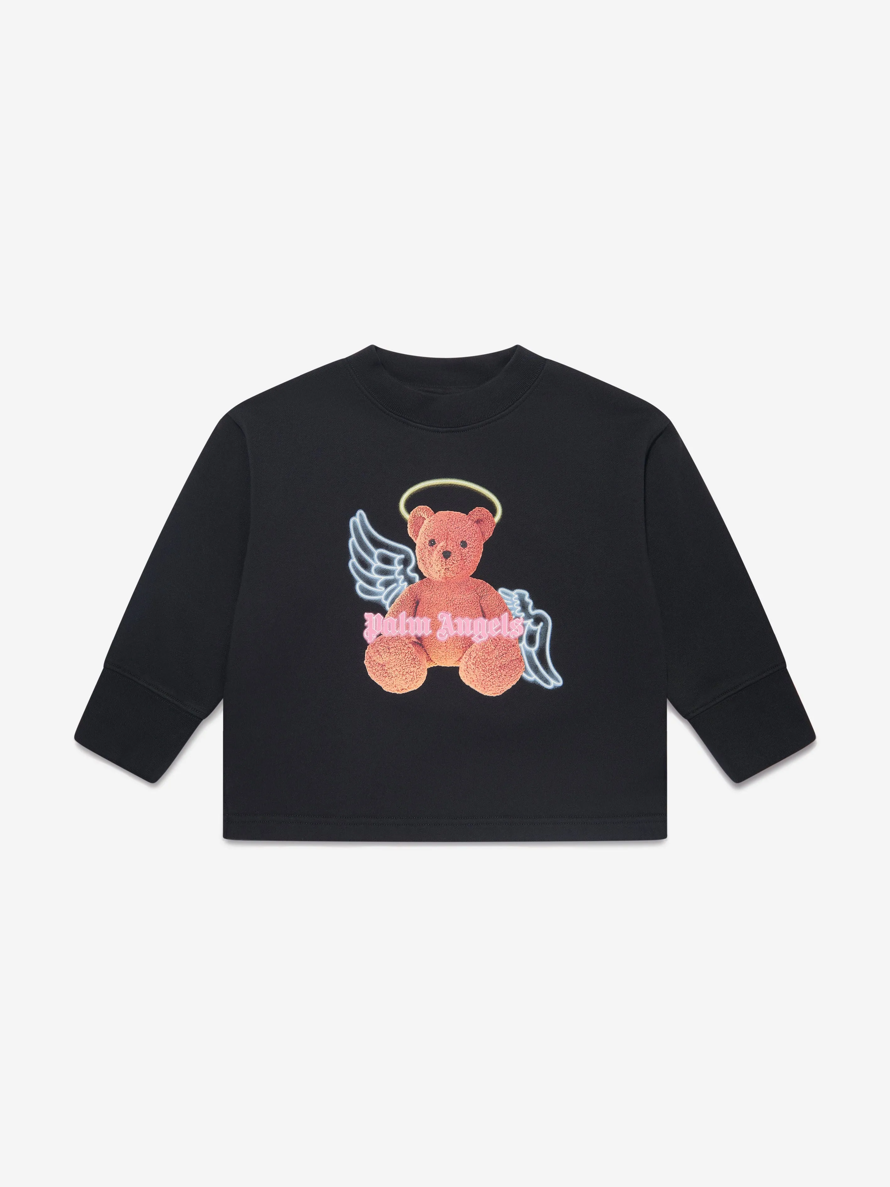 Palm Angels Girls Bear Angel Open Back Sweatshirt in Black