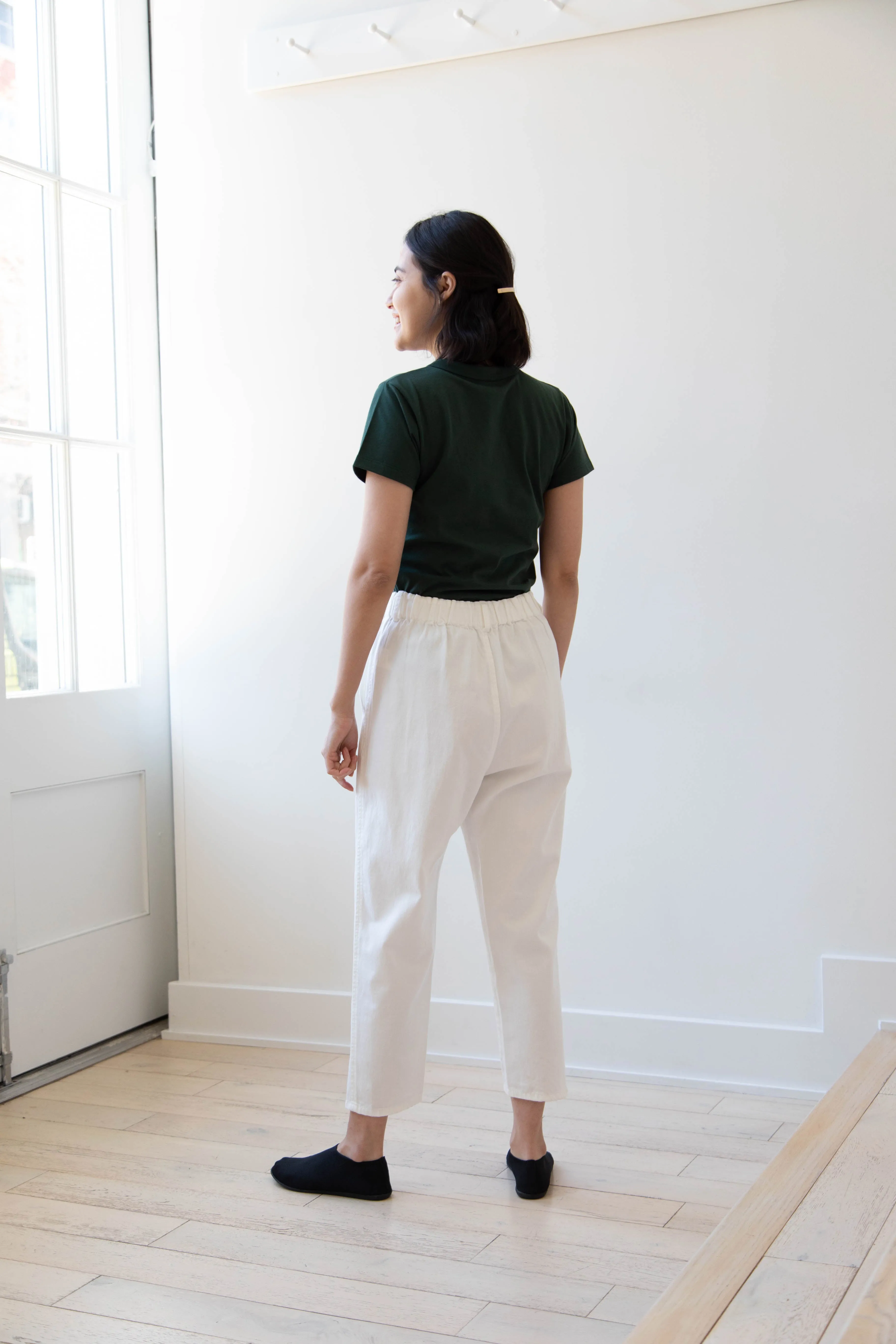 Pas de Calais | Recycled Yarn Denim Cropped Pants in White