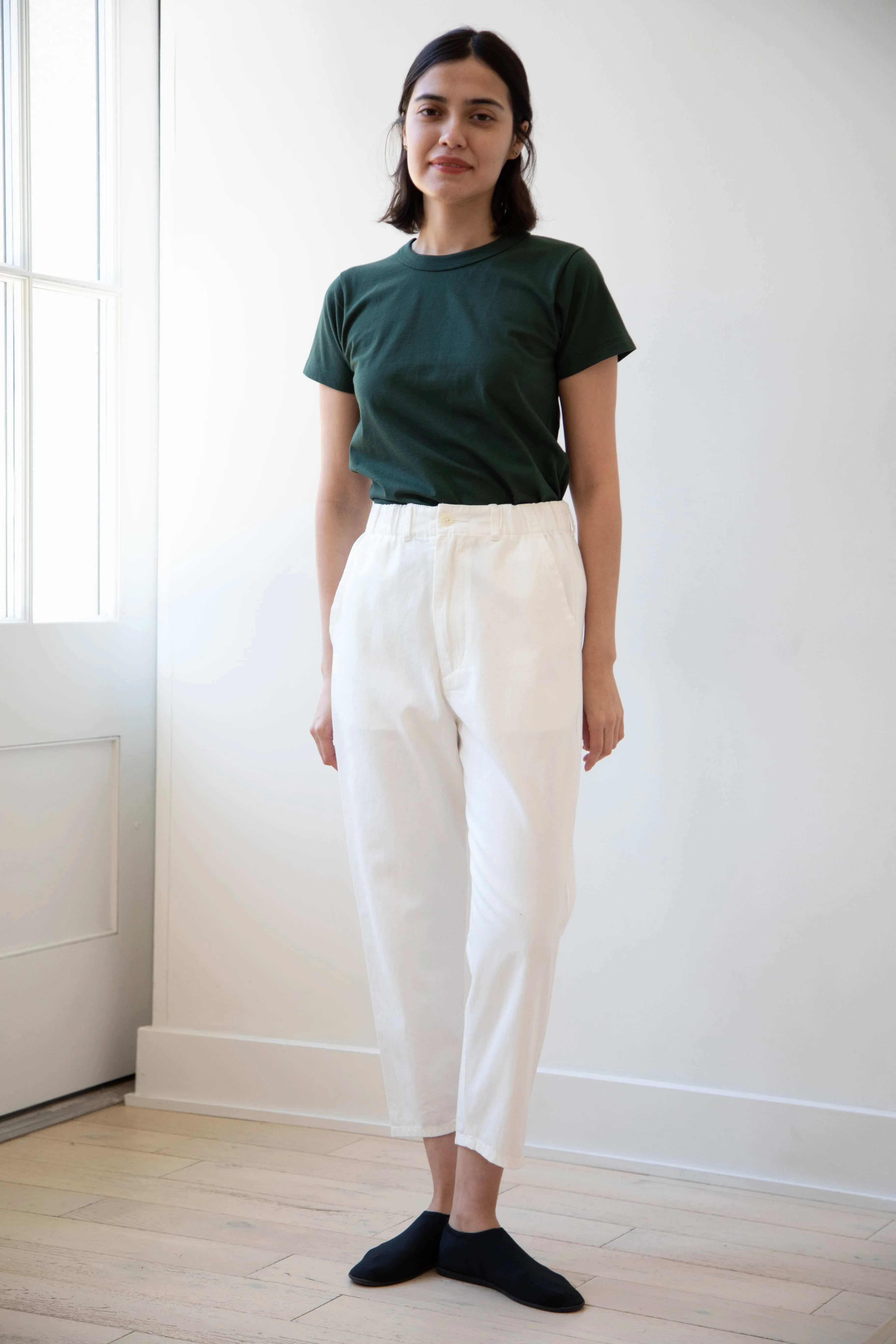 Pas de Calais | Recycled Yarn Denim Cropped Pants in White