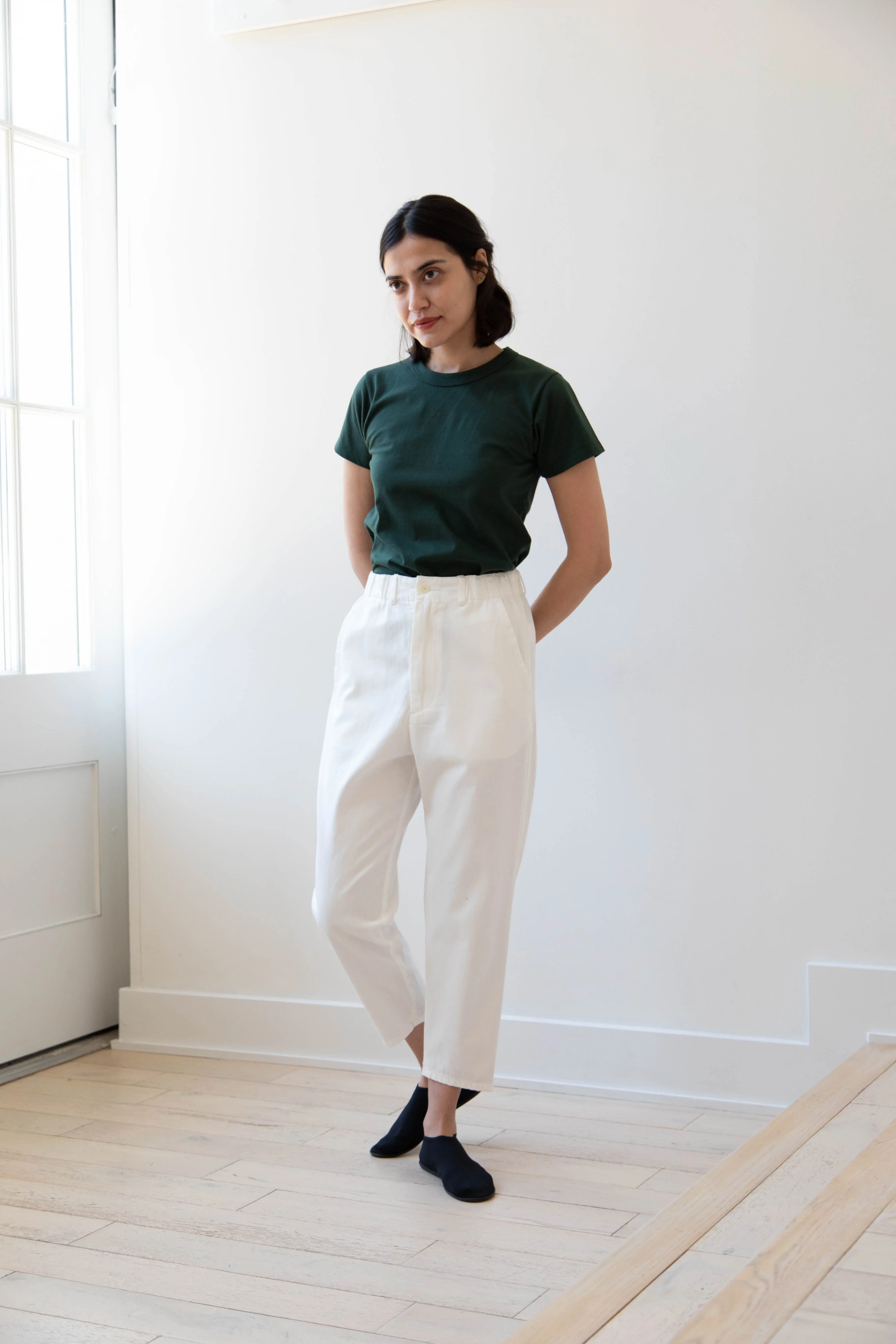 Pas de Calais | Recycled Yarn Denim Cropped Pants in White