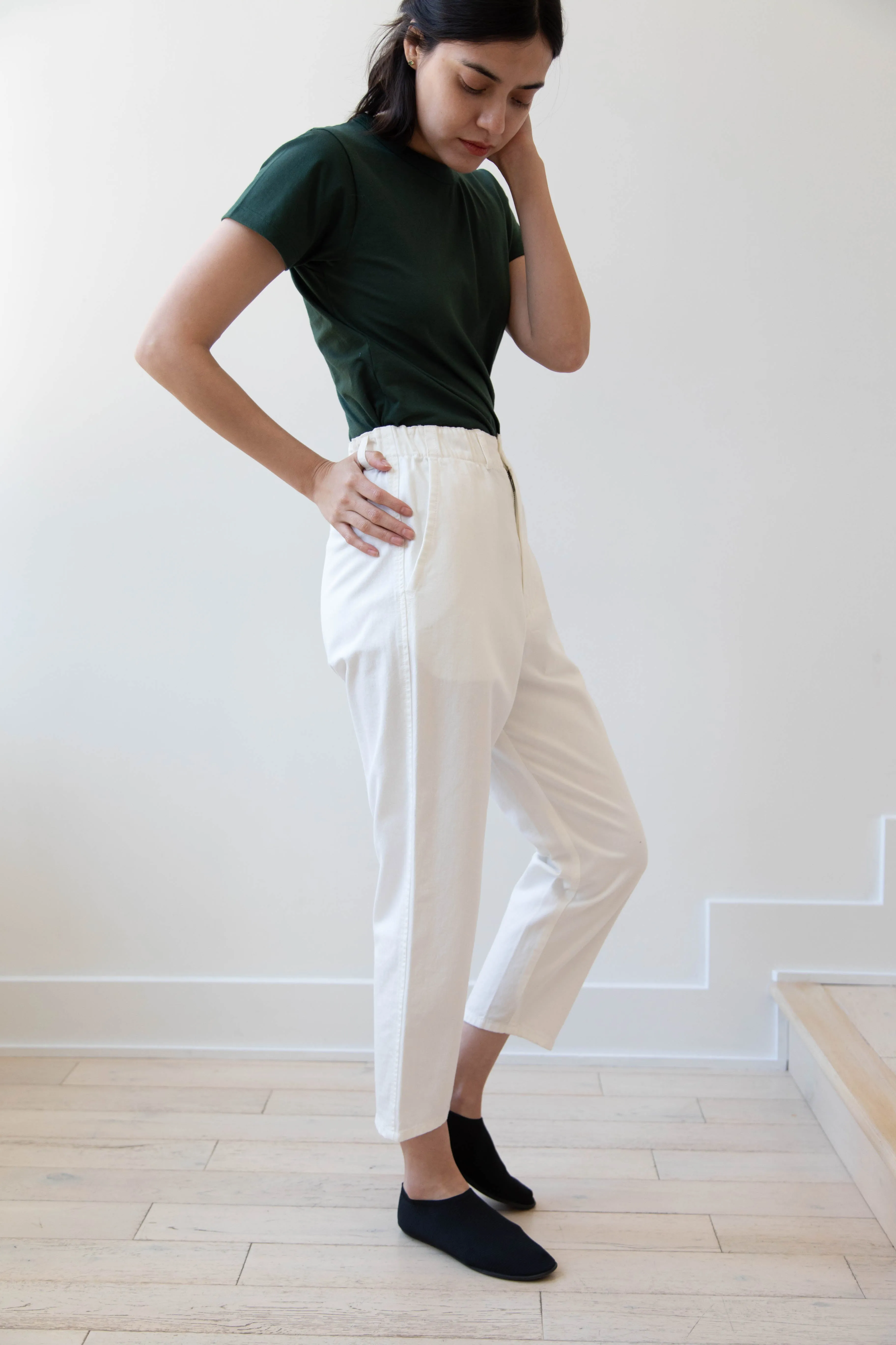 Pas de Calais | Recycled Yarn Denim Cropped Pants in White