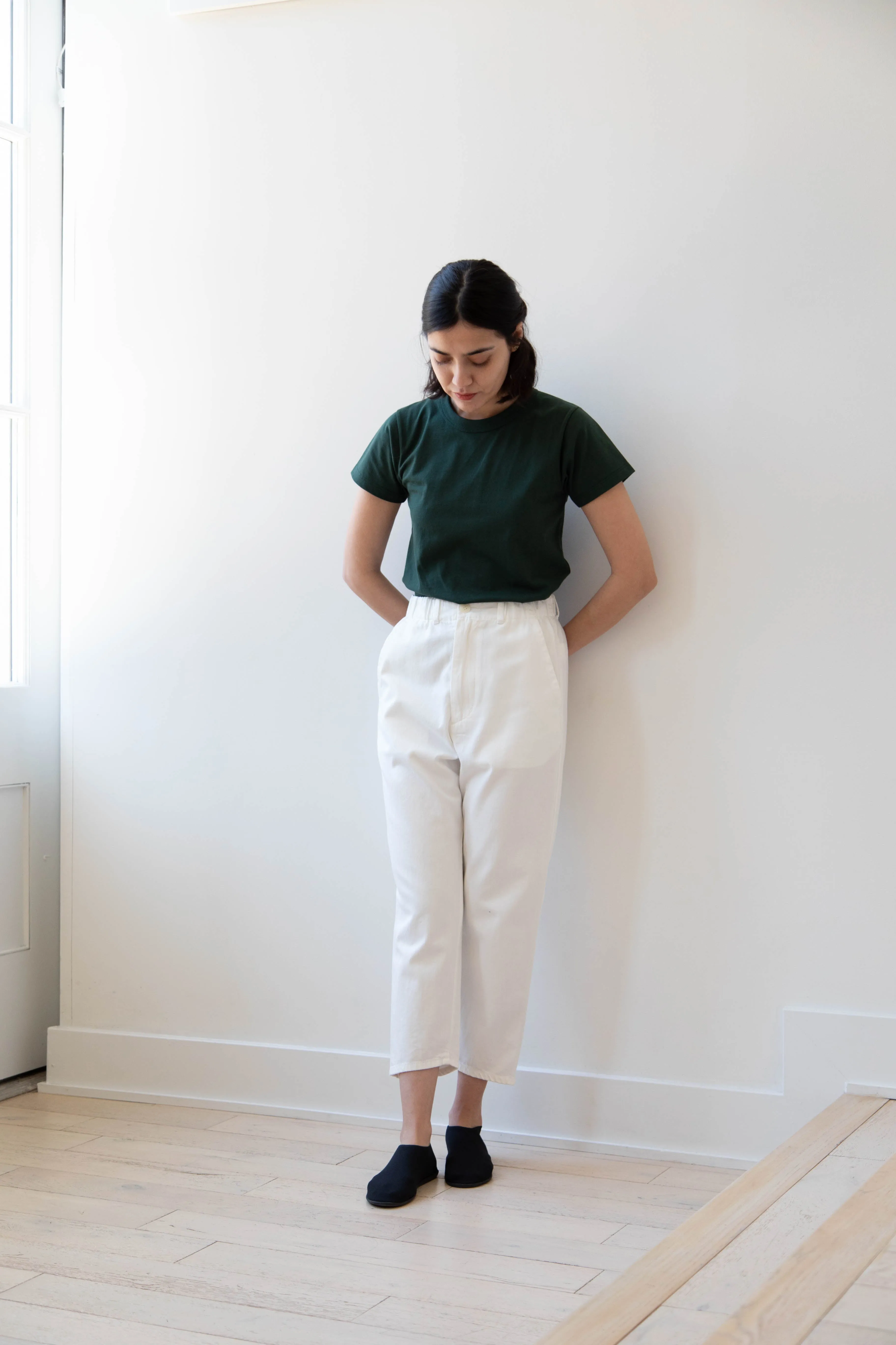 Pas de Calais | Recycled Yarn Denim Cropped Pants in White