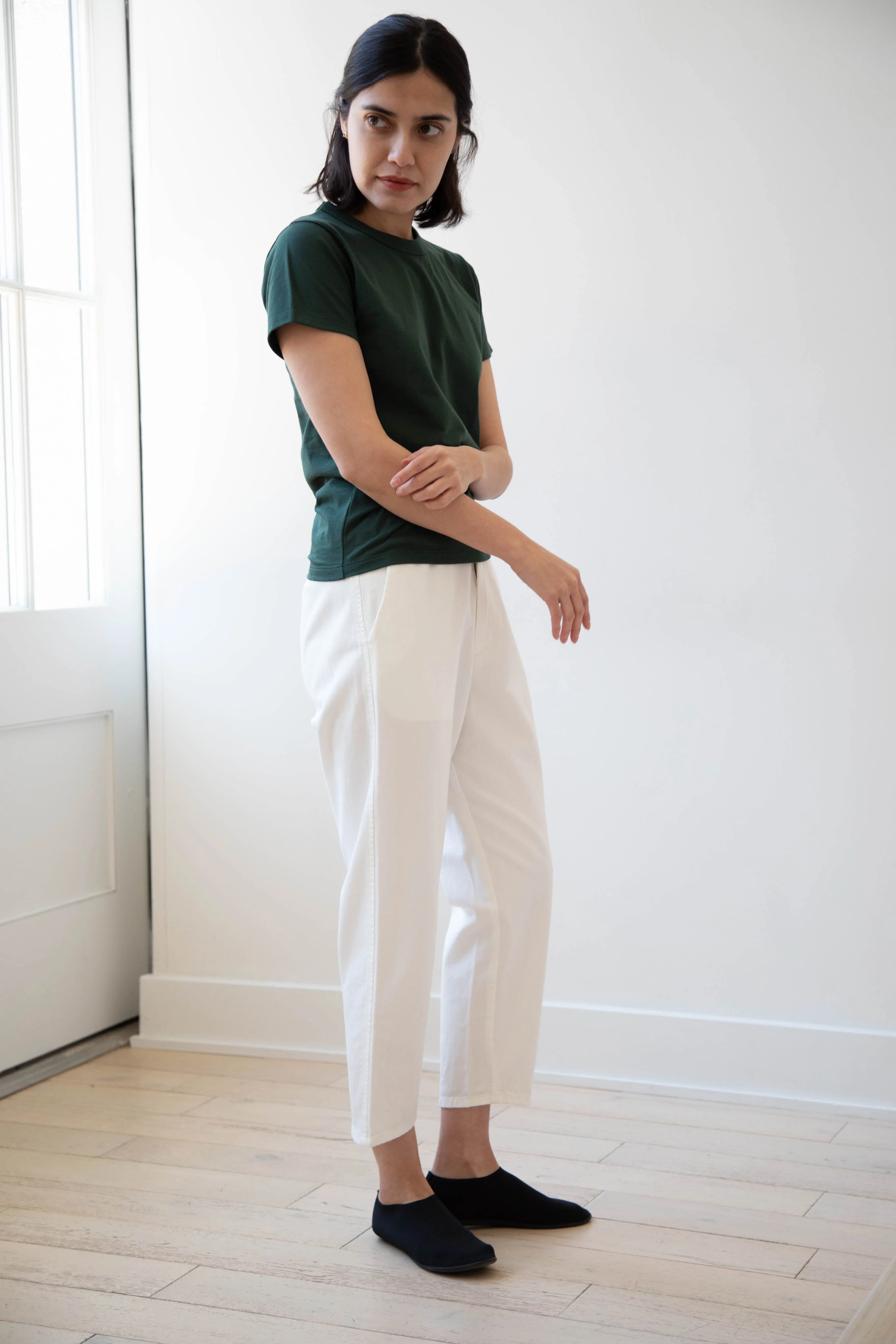 Pas de Calais | Recycled Yarn Denim Cropped Pants in White