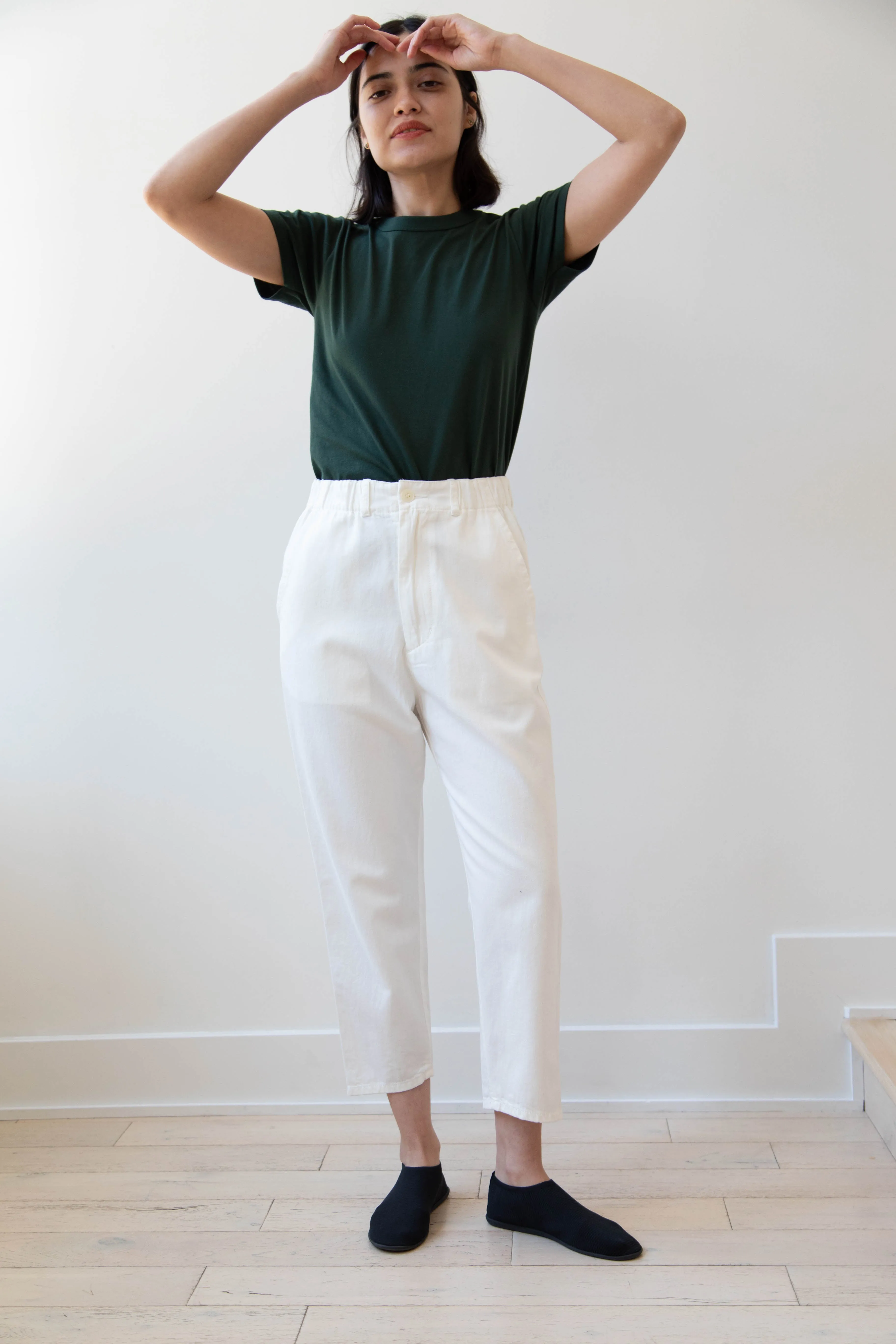 Pas de Calais | Recycled Yarn Denim Cropped Pants in White