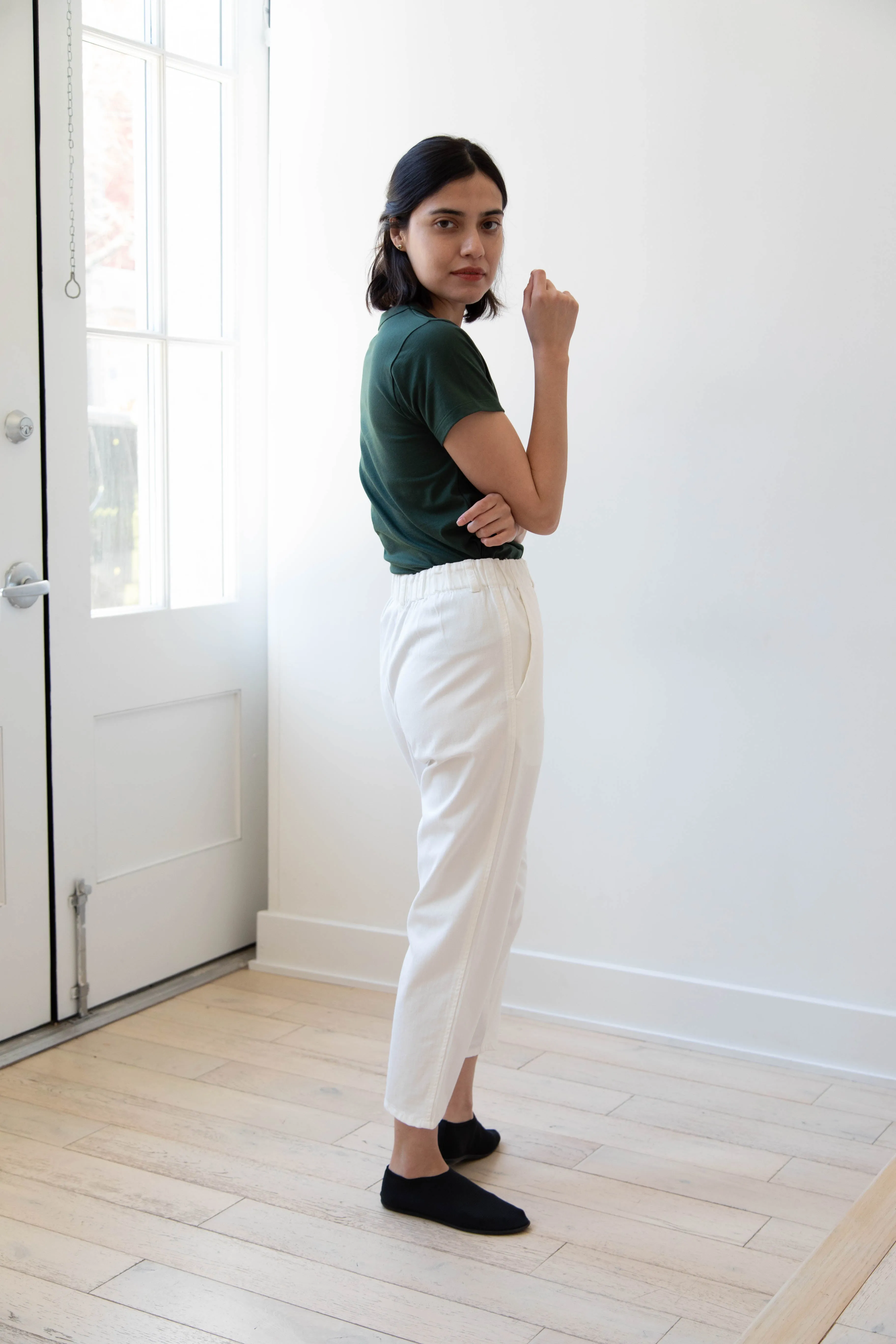 Pas de Calais | Recycled Yarn Denim Cropped Pants in White