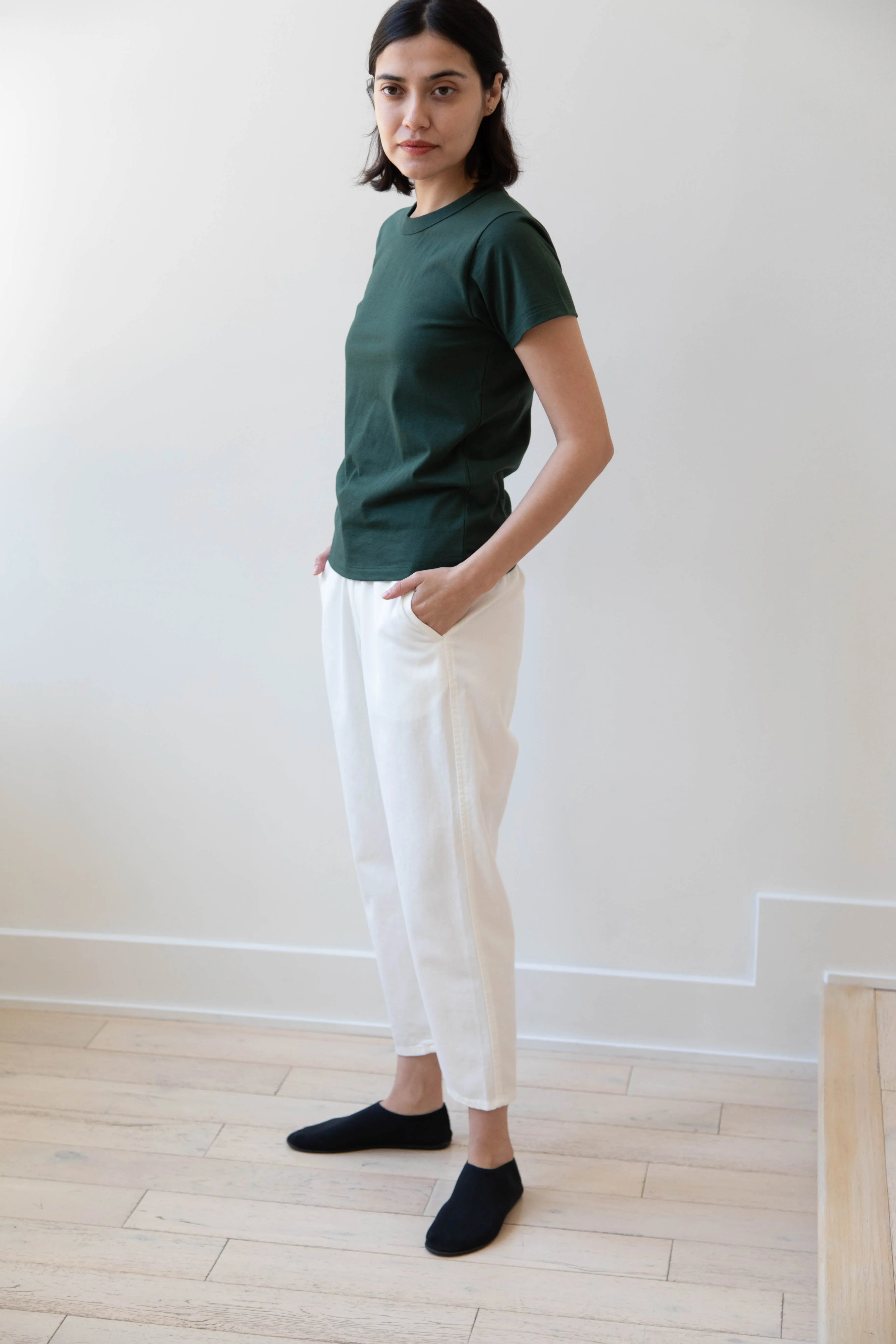 Pas de Calais | Recycled Yarn Denim Cropped Pants in White