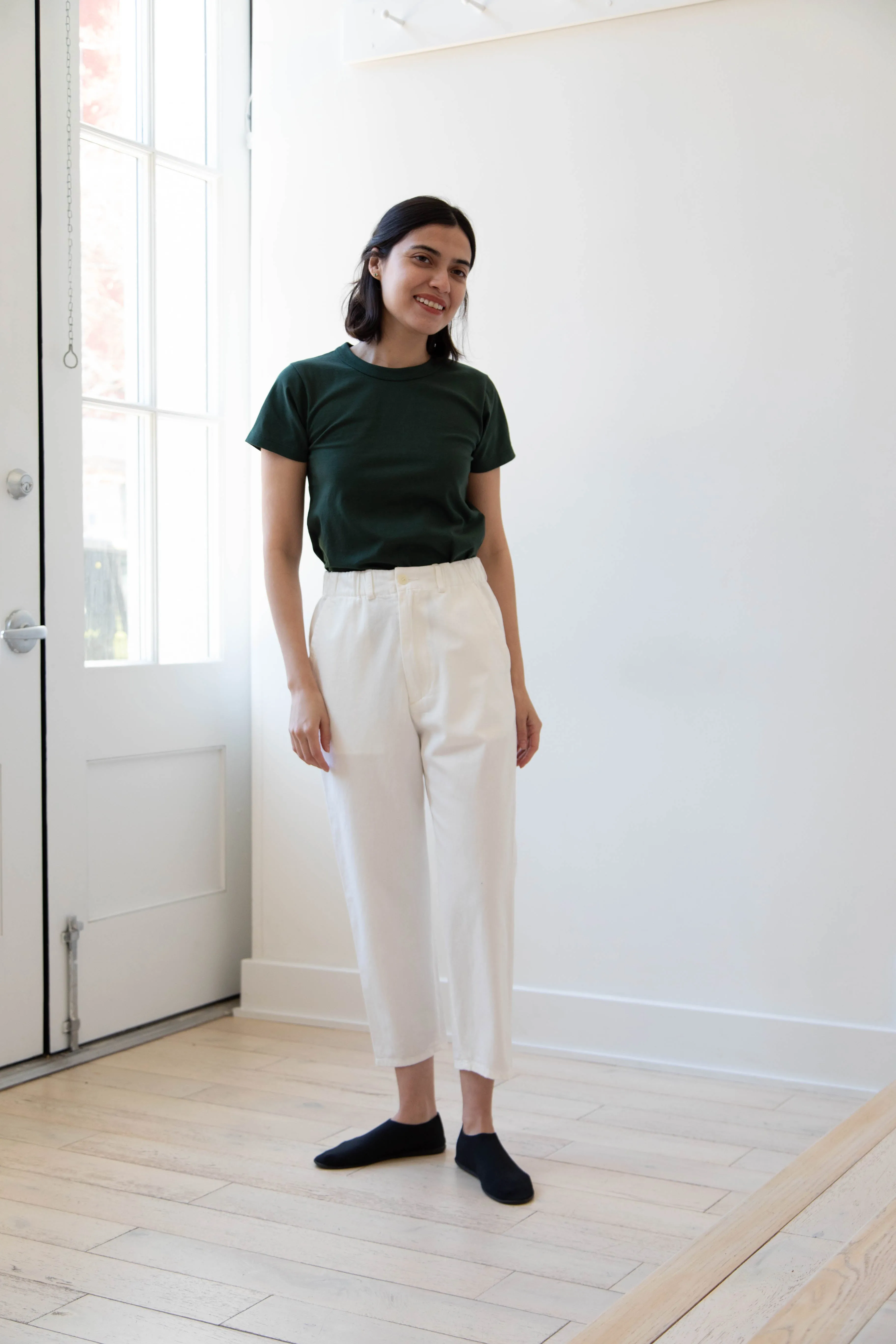 Pas de Calais | Recycled Yarn Denim Cropped Pants in White