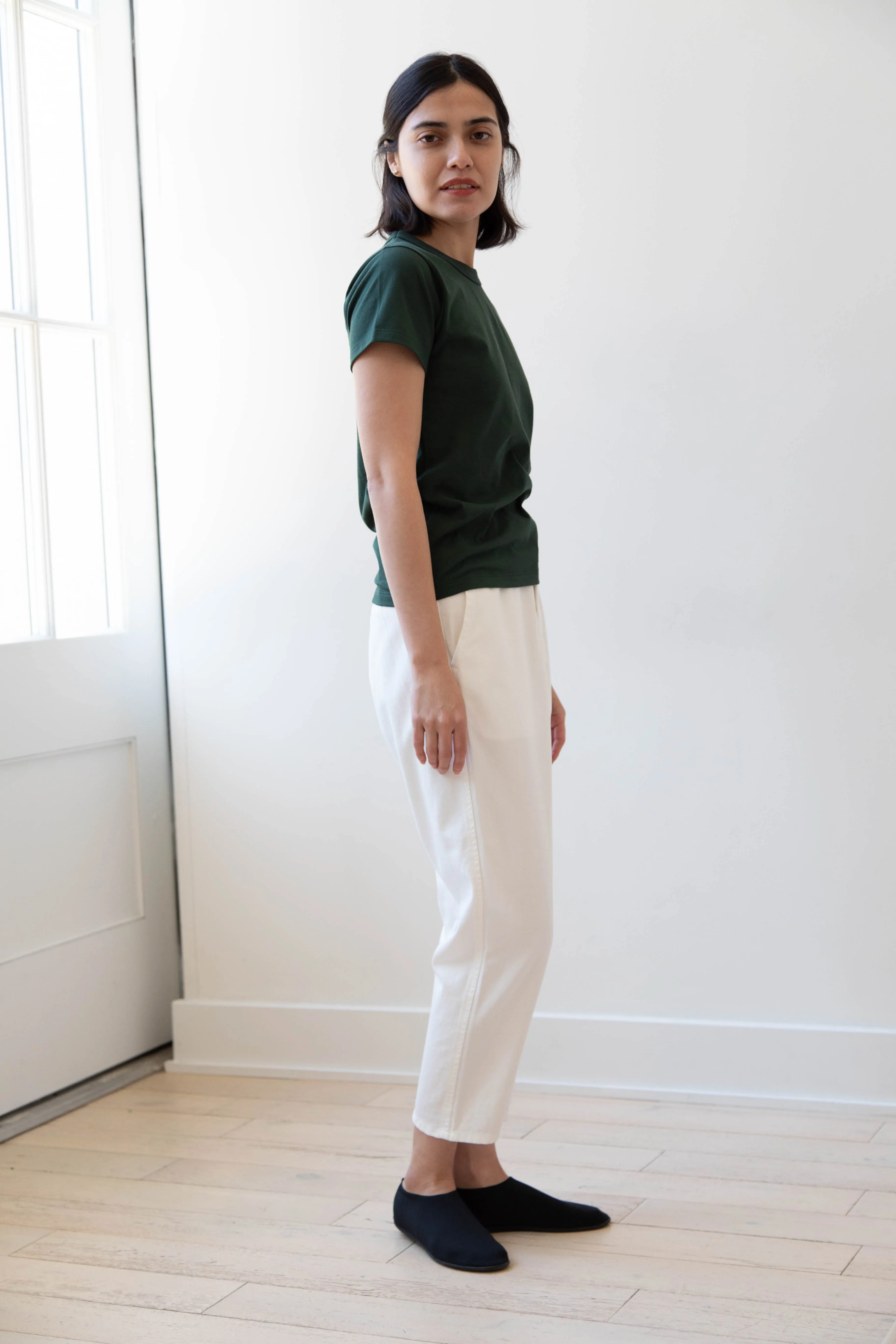 Pas de Calais | Recycled Yarn Denim Cropped Pants in White