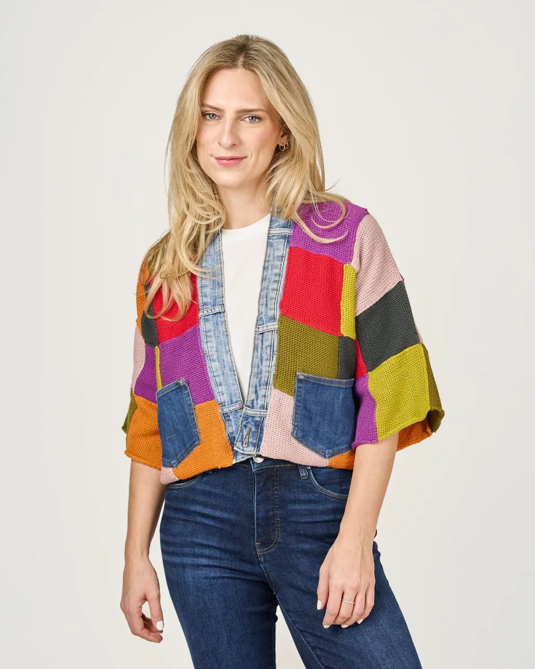 Patchwork Denim Cardigan