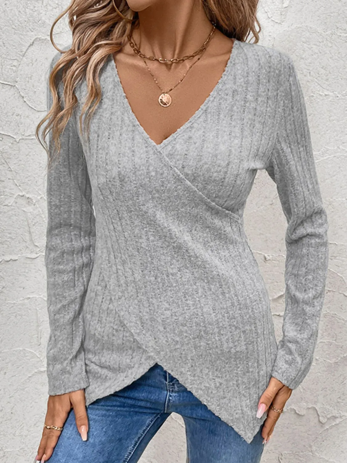 Perfee Surplice Long Sleeve T-Shirt