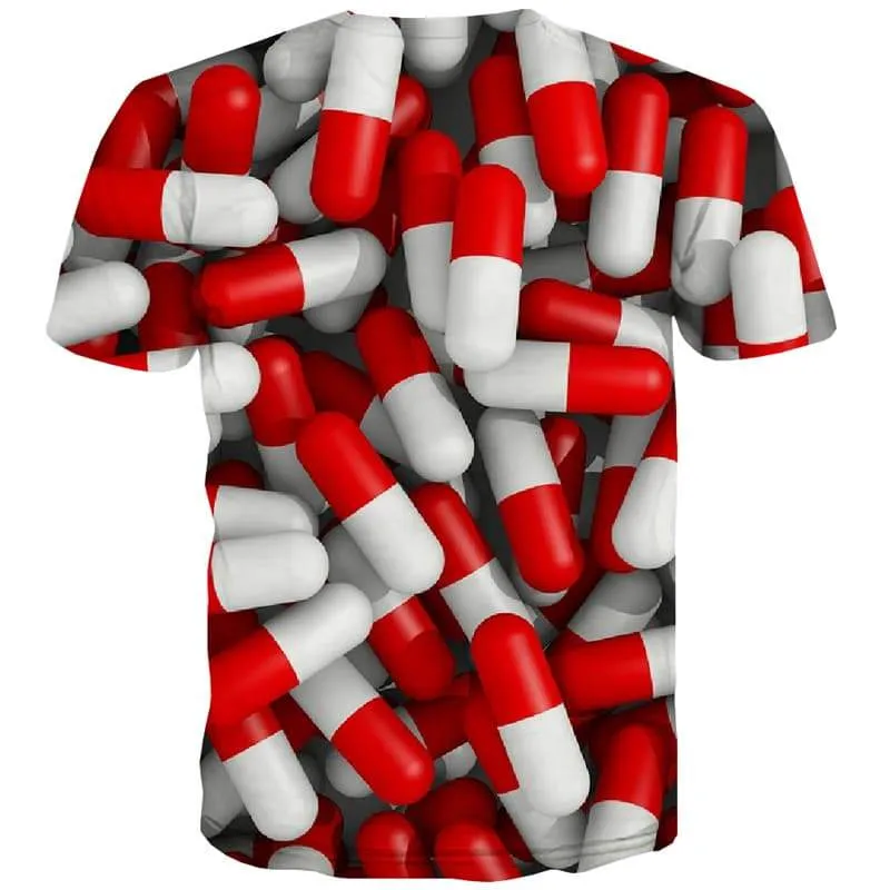 Pill T-shirt Men Colorful Tshirt Printed Harajuku T shirts Funny Short Sleeve