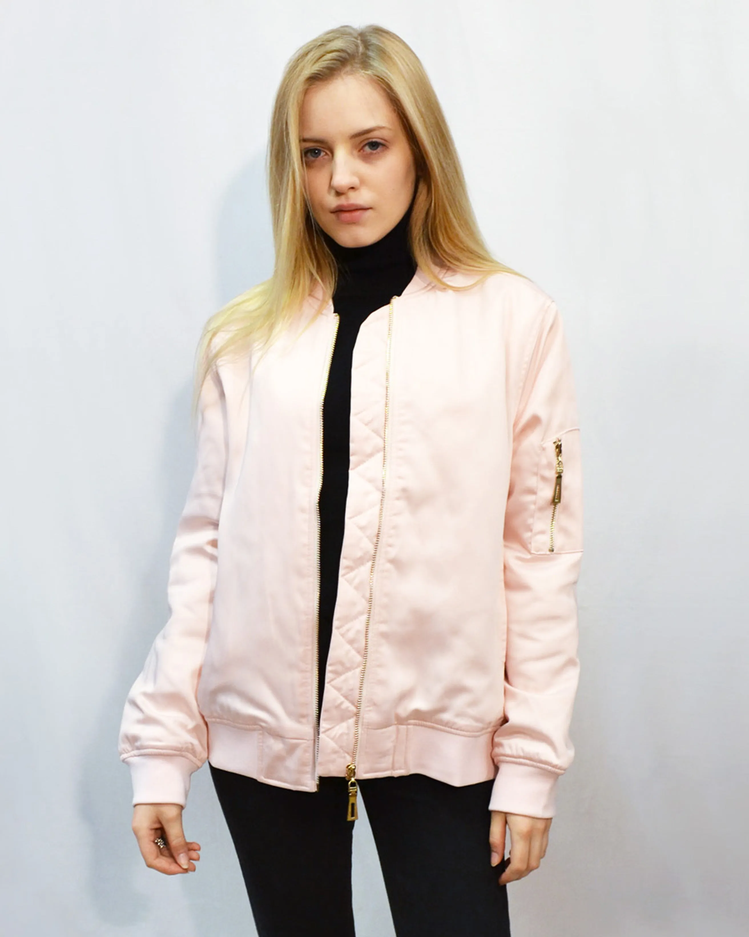 Pink Bomber Jacket with Quilt Lining