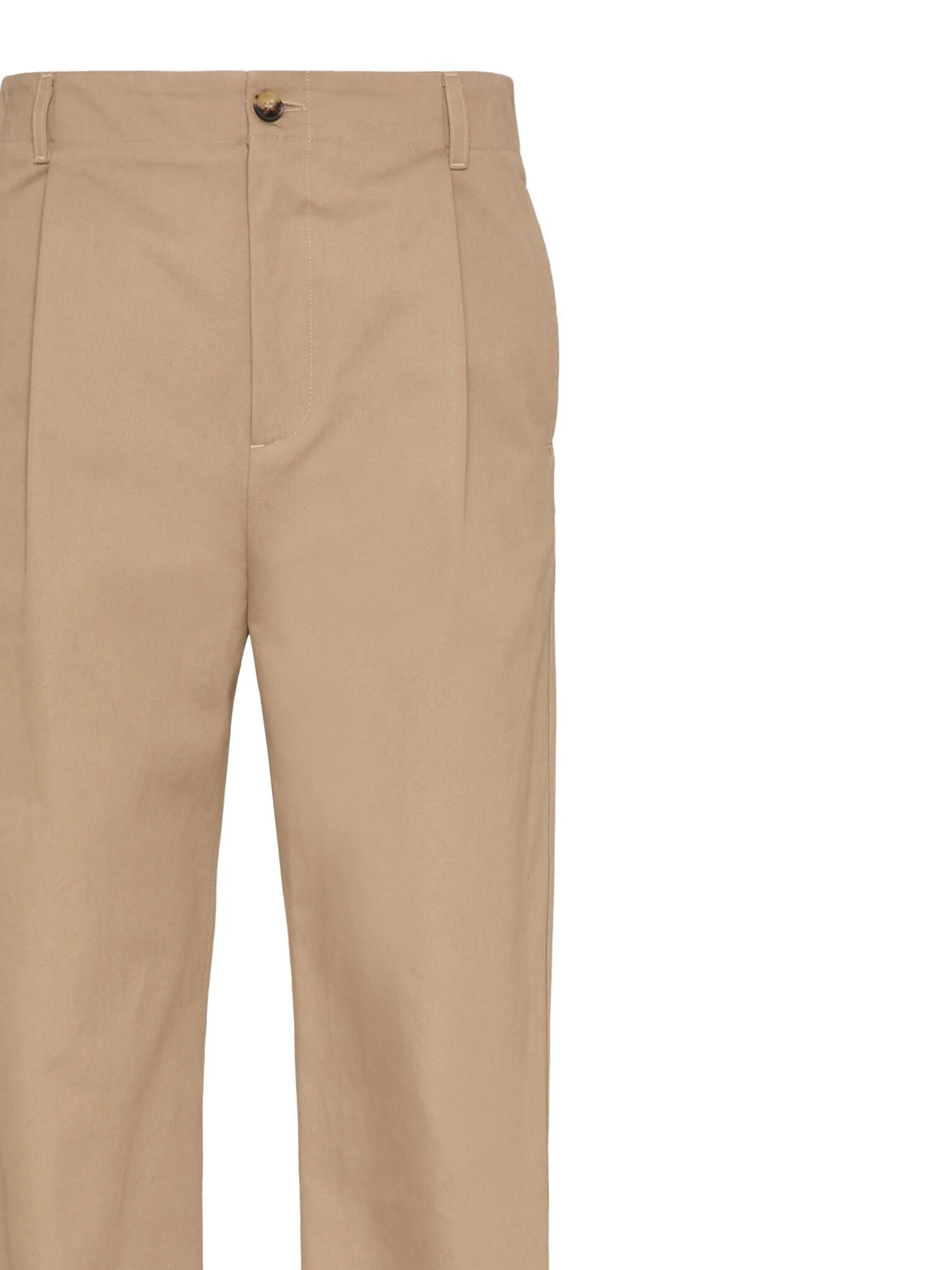 pleat-detail cotton chino trousers