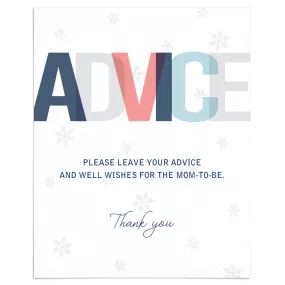 Printable Advice Sign for Winter Baby Shower