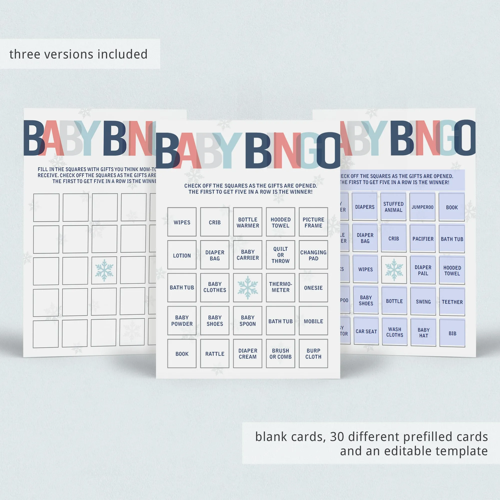 Printable Winter Baby Shower Games Bundle